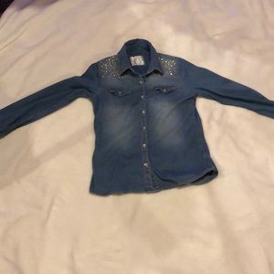 Kids long sleeved sparkle jean shirt